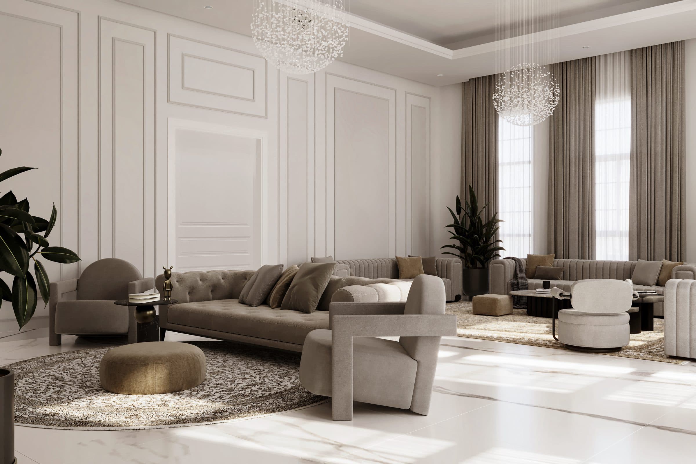 Design visualisation of the formal living room from the window side, by LKYOOB