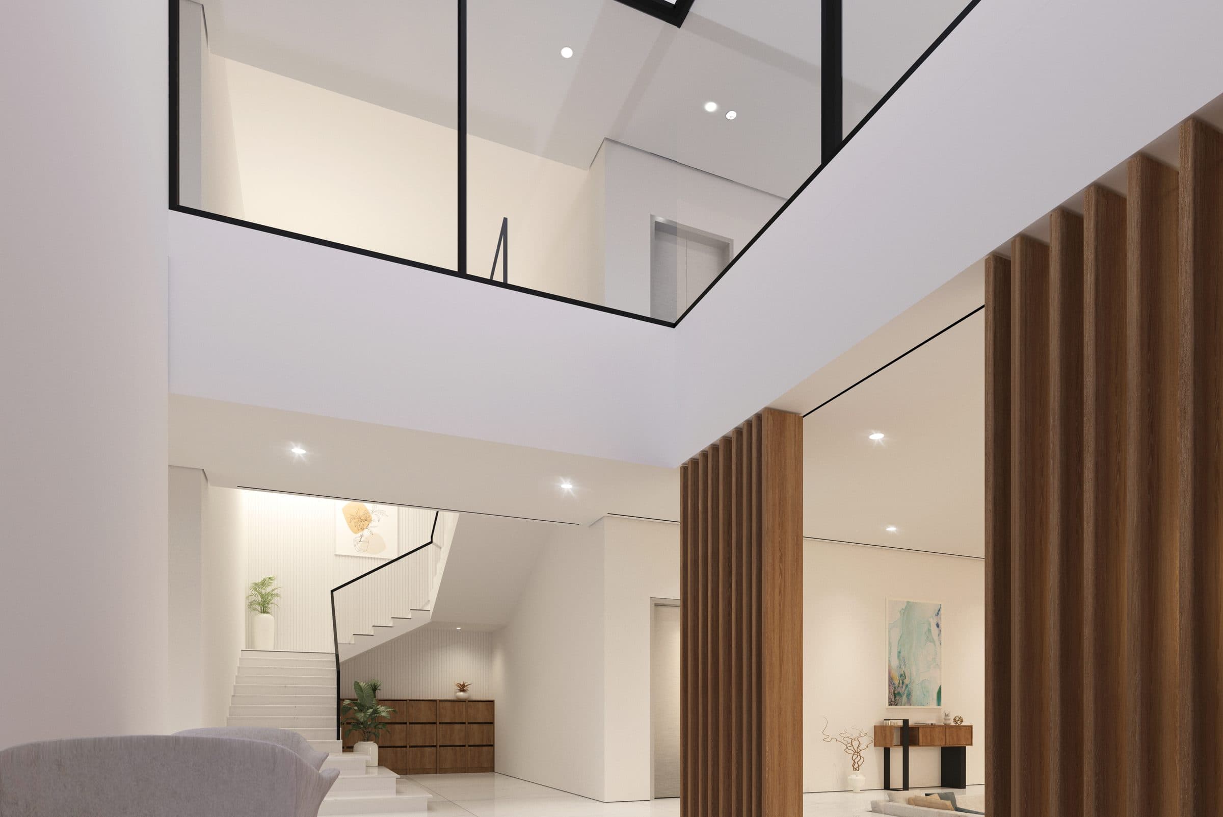 Design visualisation of the entrance hall and stair, by LKYOOB