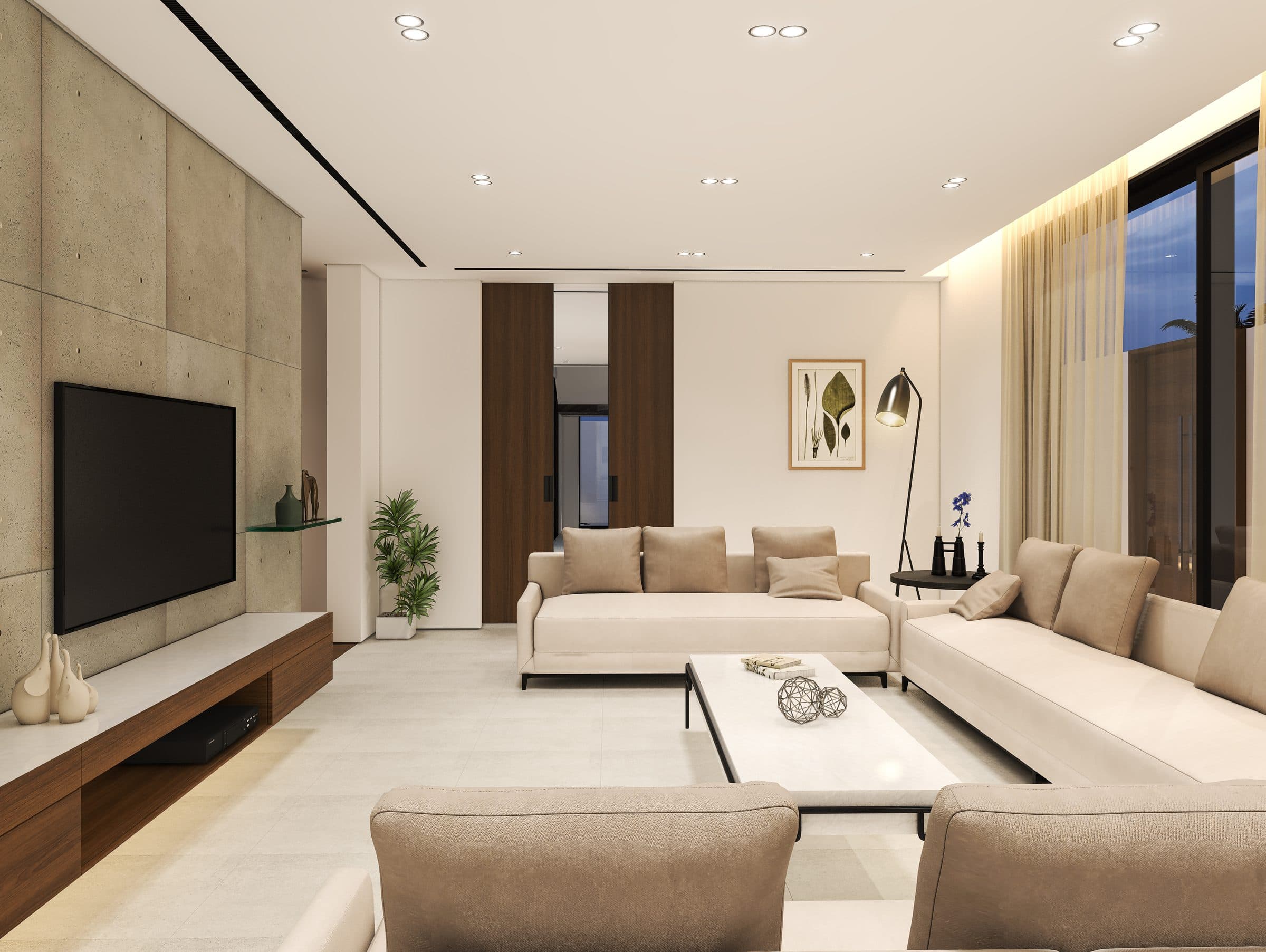 Design visualisation of the majlis with a concrete wall, by LKYOOB