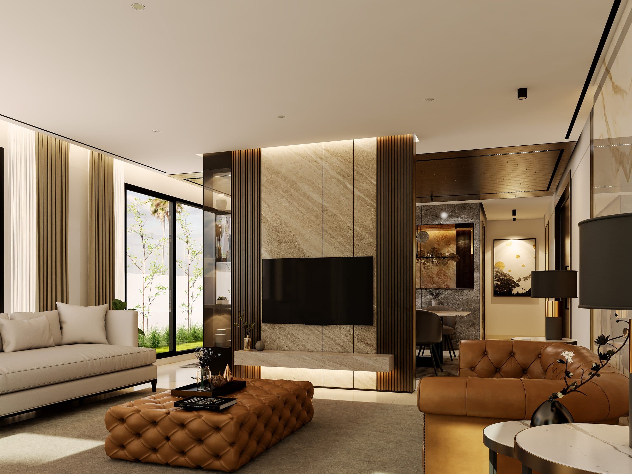 Design visualisation of the second majlis with a television wall, by LKYOOB